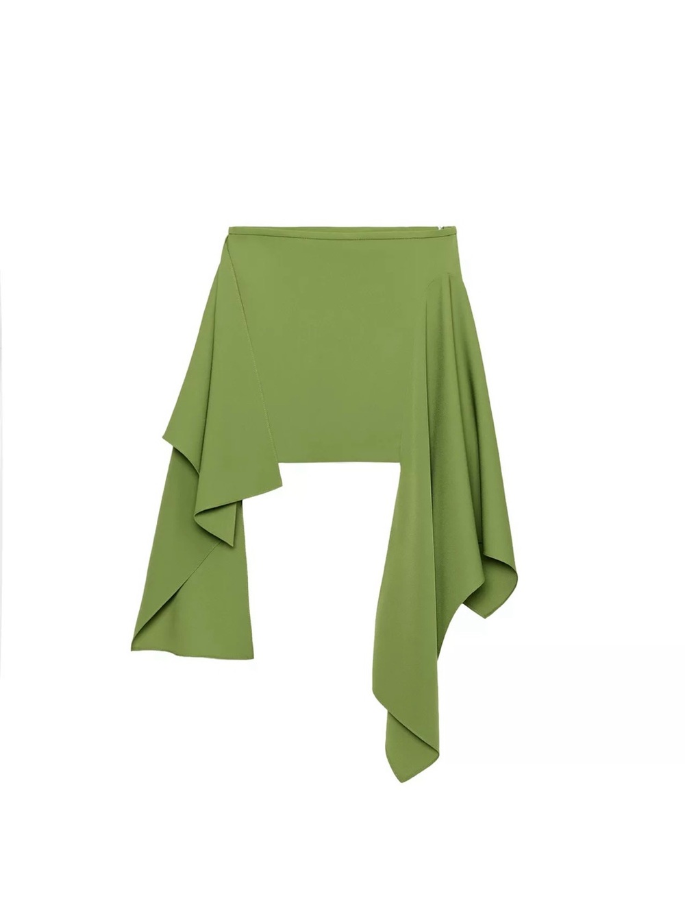 Zara Asymmetric Draped Mini Skirt in Olive Green